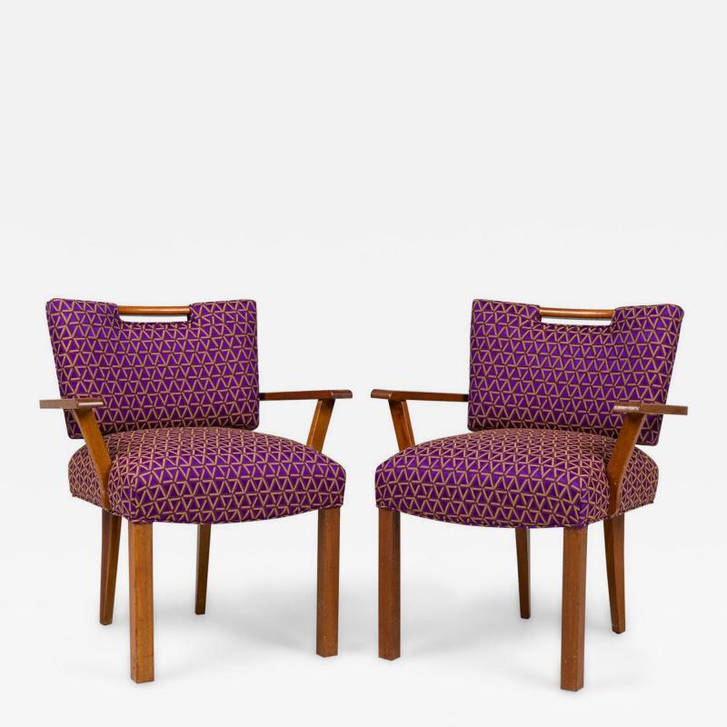 Pair of Paul Laszlo Mid Century American Geometric Upholstered Armchairs