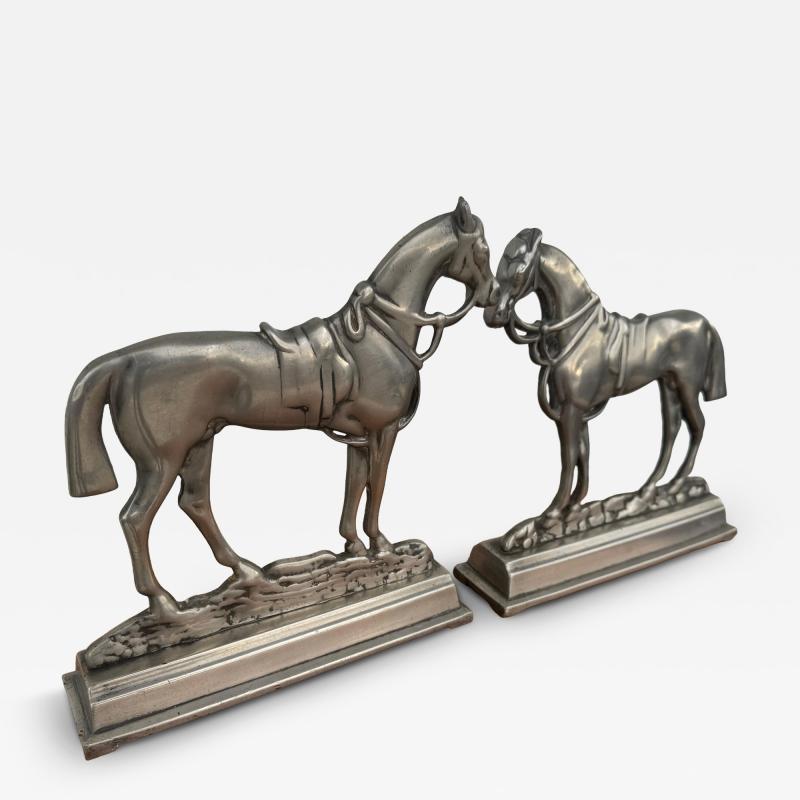 Pair of Pewter Stallion and Mare Bookends