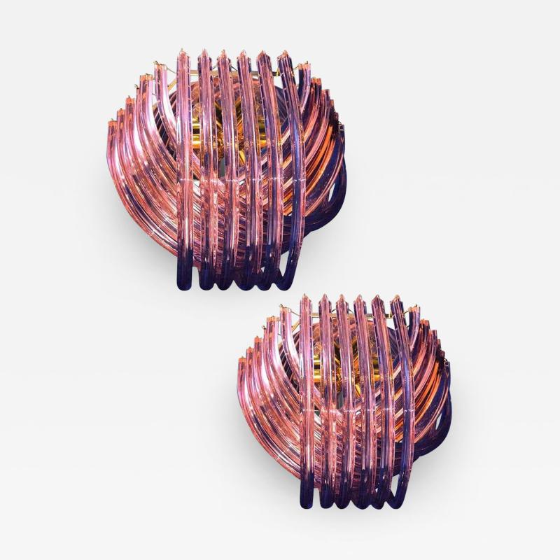Pair of Pink Murano Curvati Ceiling Light or Flushmount 1990