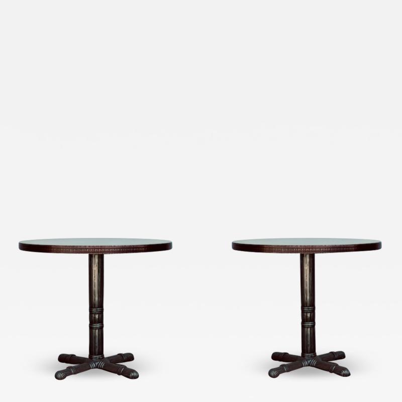 Pair of Polished Steel and Antiviral Raw Copper Top Gueridon Side Tables