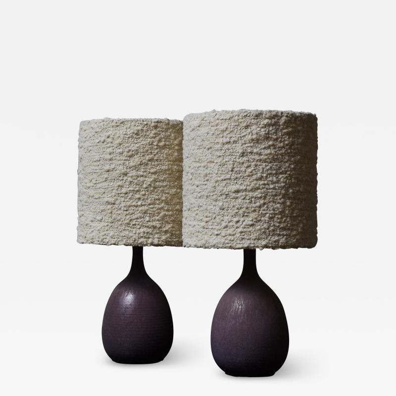 Pair of Purple Ceramic Table Lamps