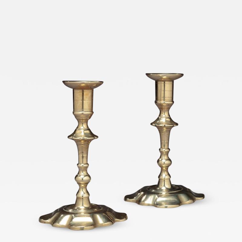 Pair of Queen Anne Brass Candlesticks