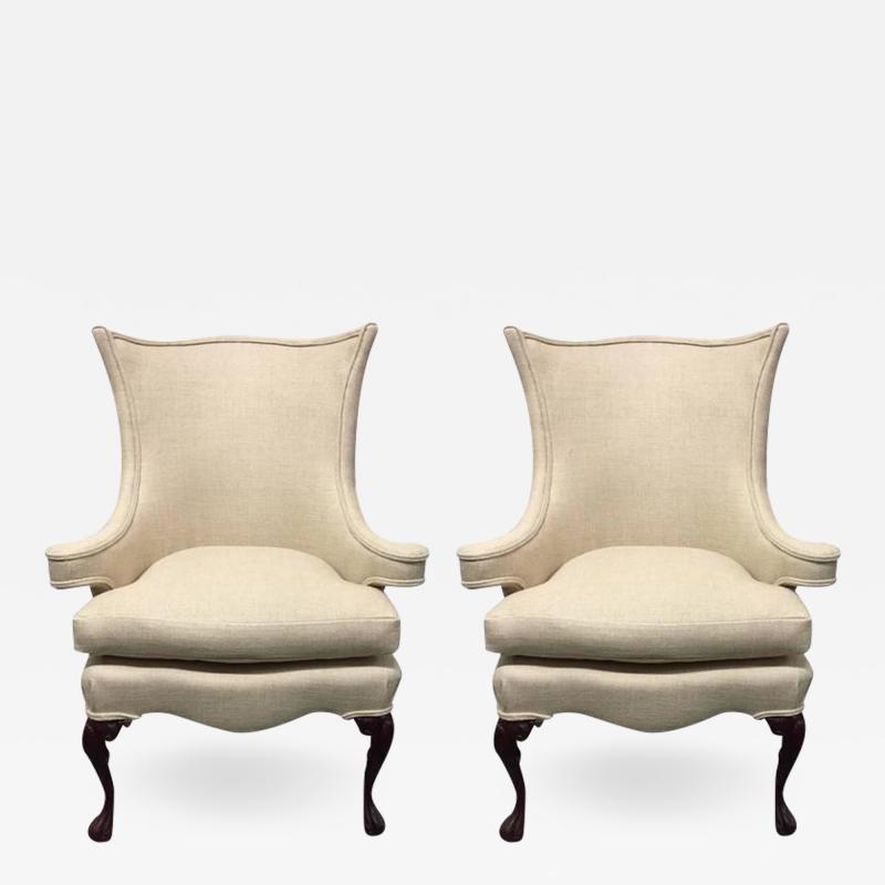 Pair of Queen Anne Style Wingback Chairs