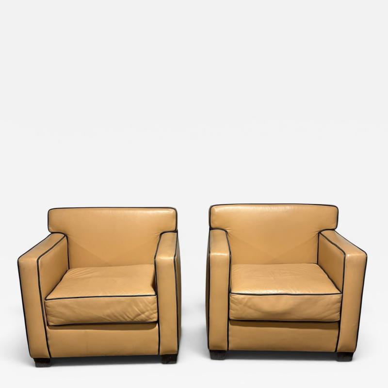 Pair of Ralph Lauren Style Leather Club Chairs C 2000 