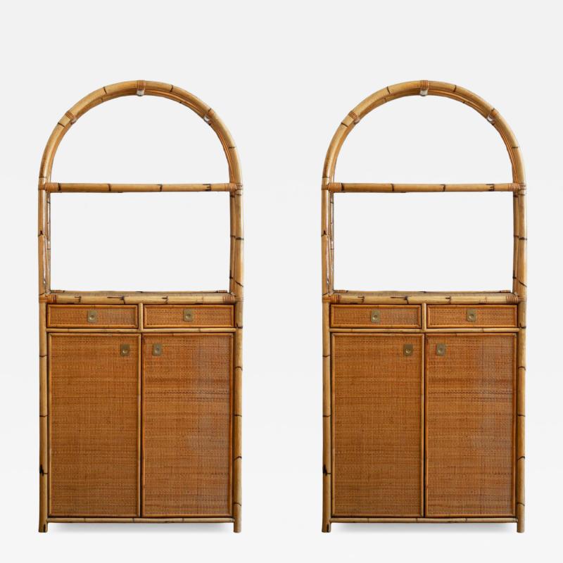 Pair of Rattan Bookshelf 1980s