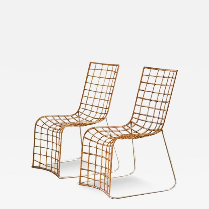 Pair of Rattan Chairs with Metal Structure 1980