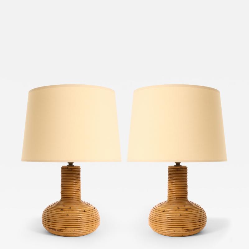 Pair of Rattan Table Lamps