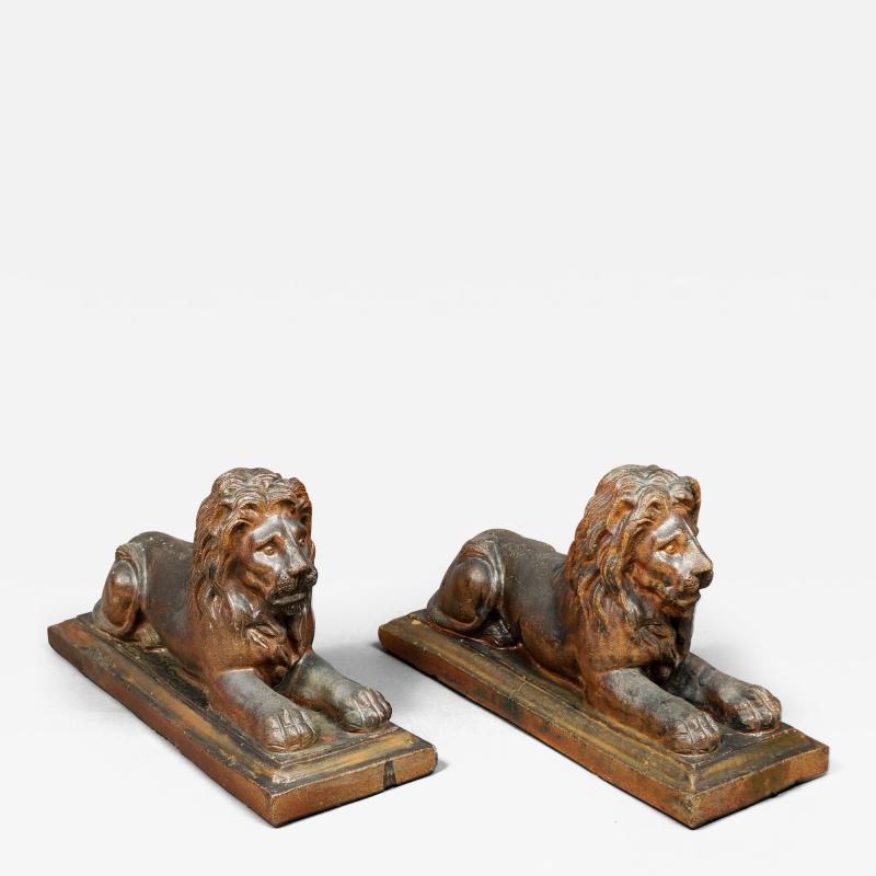 Pair of Recumbent Lions