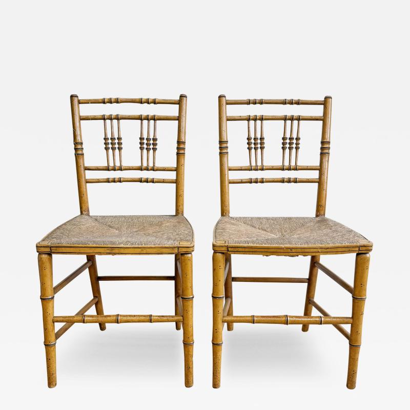 Pair of Regency Faux Bamboo Painted Chairs