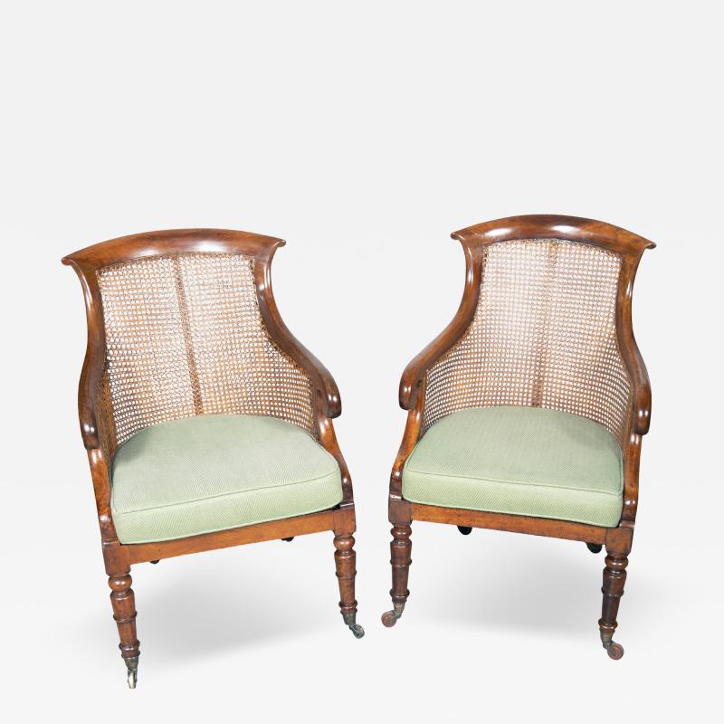 Pair of Regency Mahogany Caned Tub Chairs