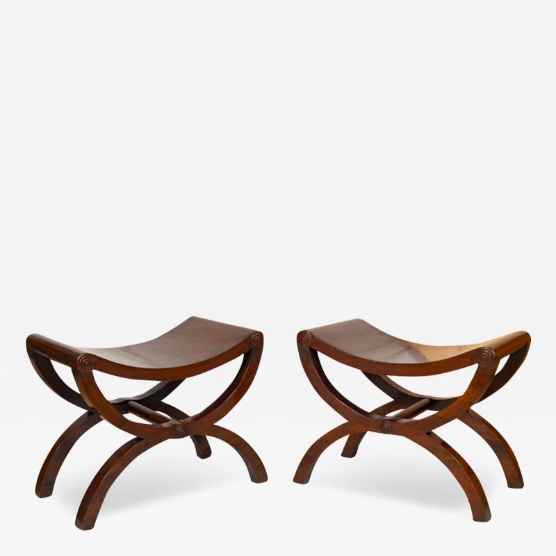 Pair of Regency Mahogany Curule Form Benches