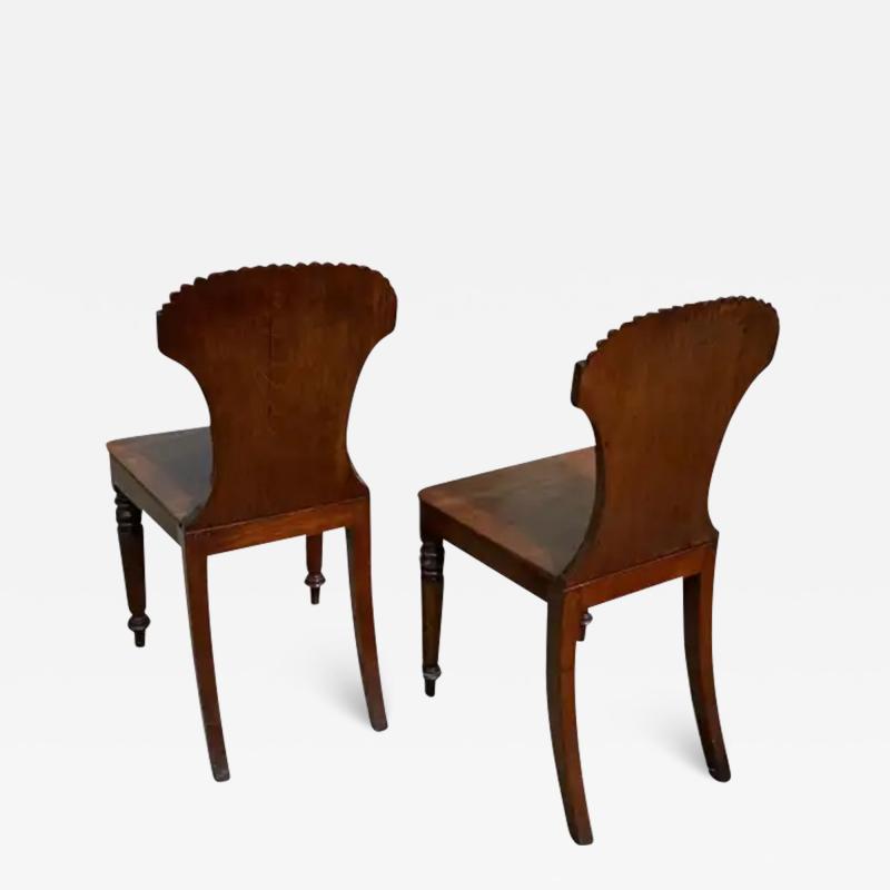 Pair of Regency Mahogany Hall Chairs