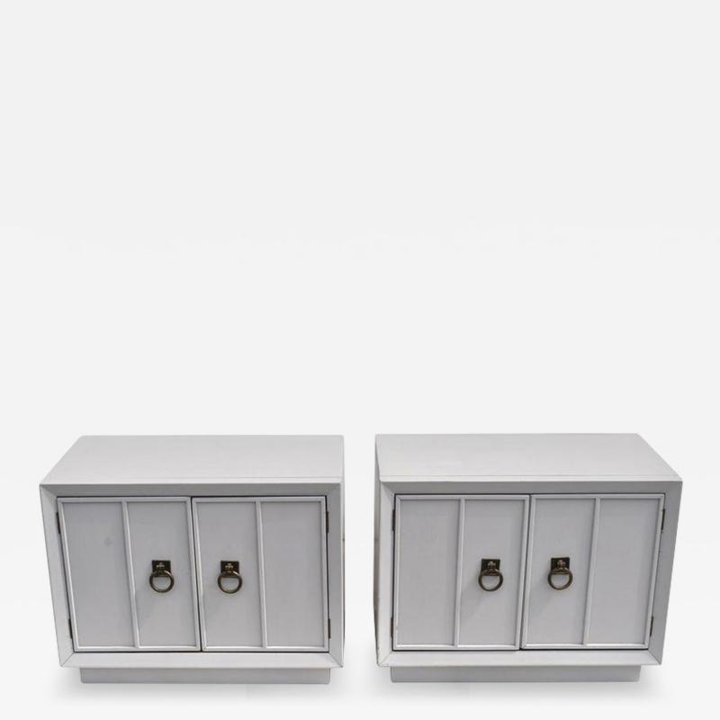 Pair of Regency Style Grey Nightstands Side Tables