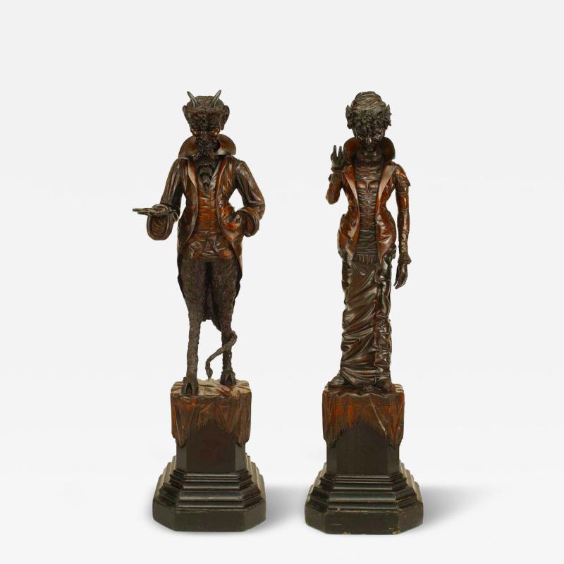 Pair of Renaissance Walnut Devil Figures