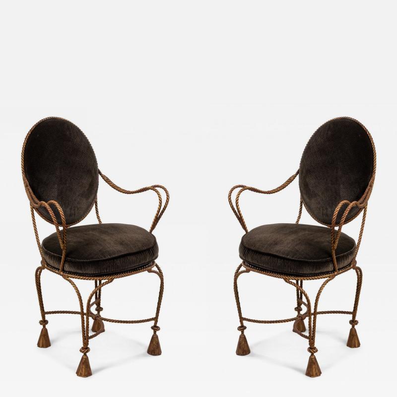 Pair of Rope and Tassel Gilt Armchairs