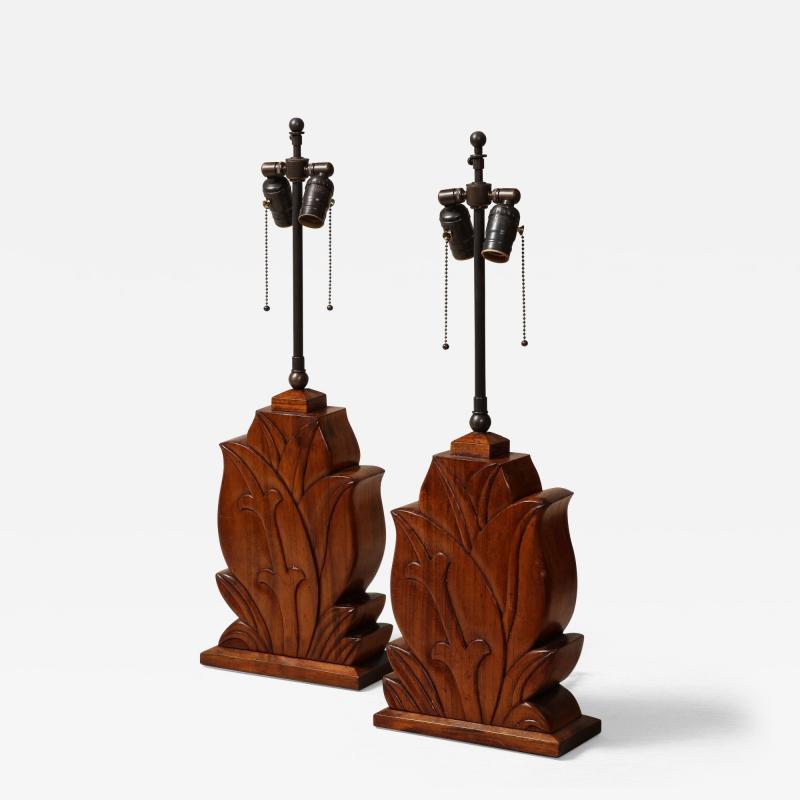 Pair of Rosewood Table Lamps