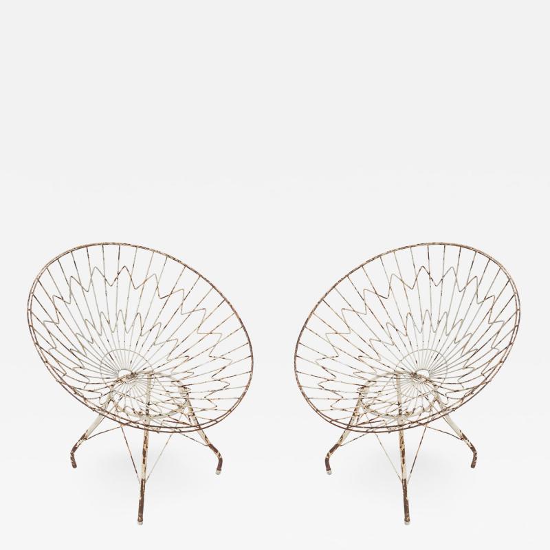 Pair of Round Metal Outdoor Garden Chairs