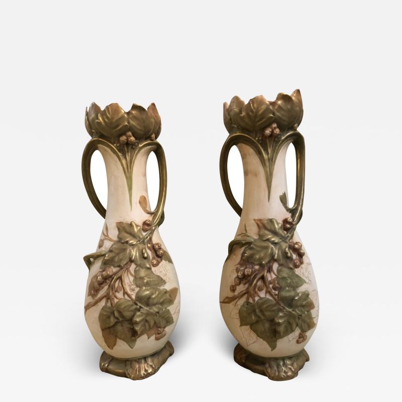 Pair of Royal Dux Flower Vases or Centerpieces Art Nouveau Era