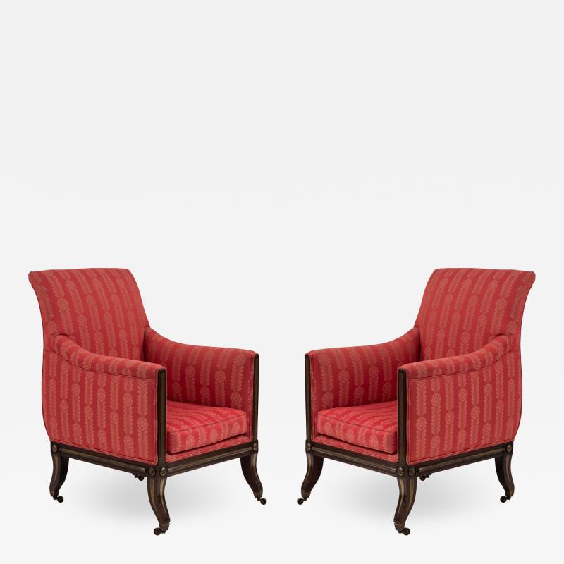 Pair of Russian Neoclassic Mahogany Bergas Arm Chair