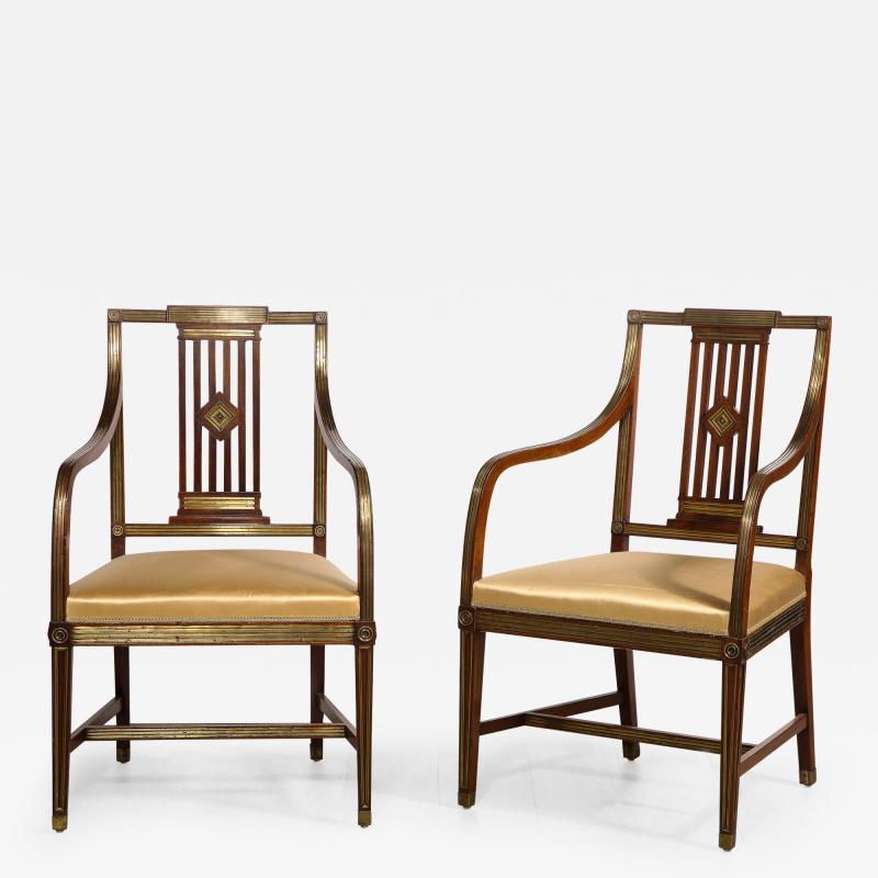 Pair of Russian Neoclassical Mahogany Armchairs