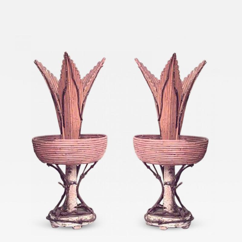 Pair of Rustic Continental Style Twig Vases