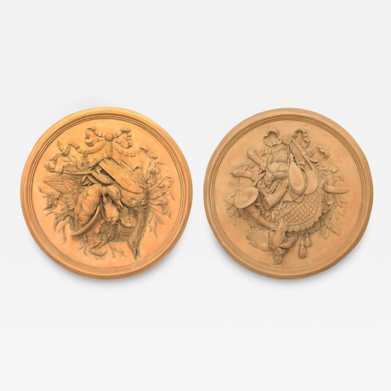 Pair of Rustic French Resin Wall Plaques