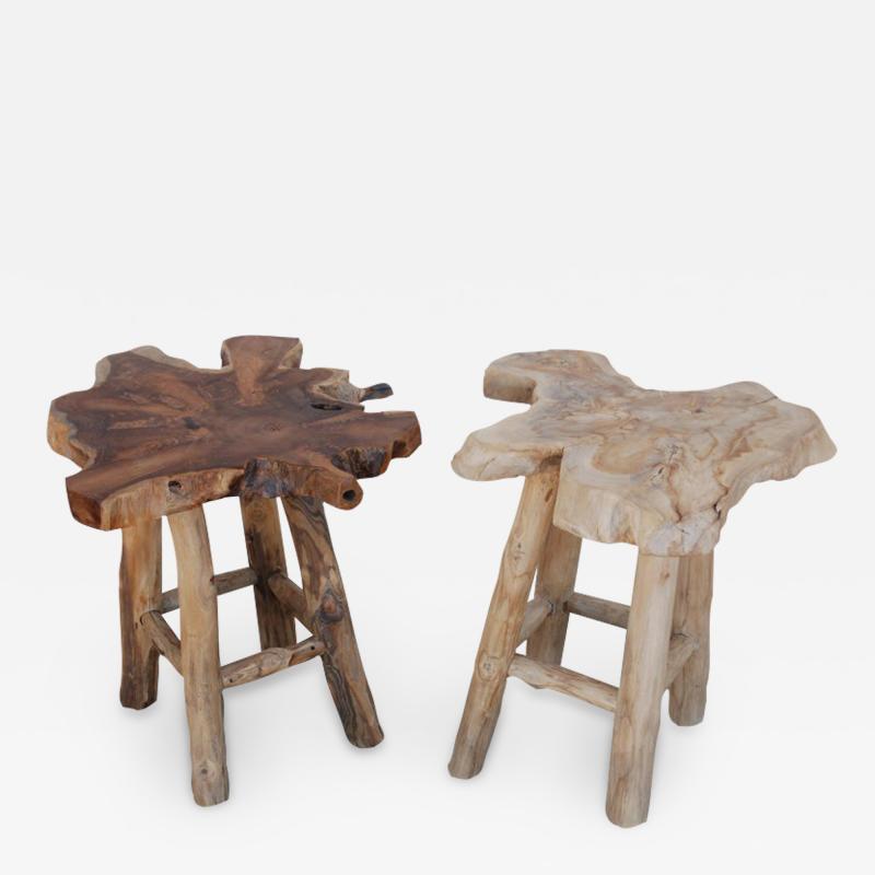 Pair of Rustic Live Edge Stools