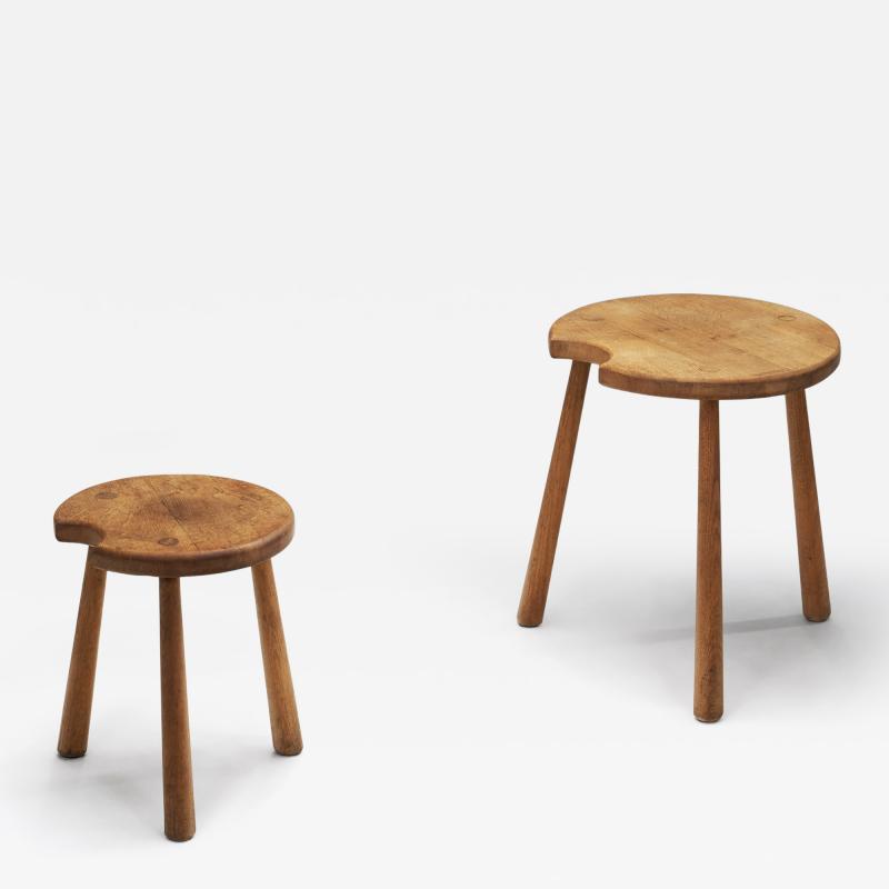 Pair of Rustic Oak Side Tables France 1950s
