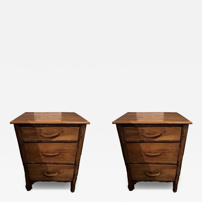 Pair of Rustic Old Hickory 3 drawer bedside commodes