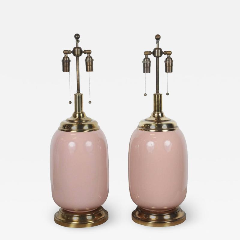 Pair of Salmon Glazed Ceramic Lamps