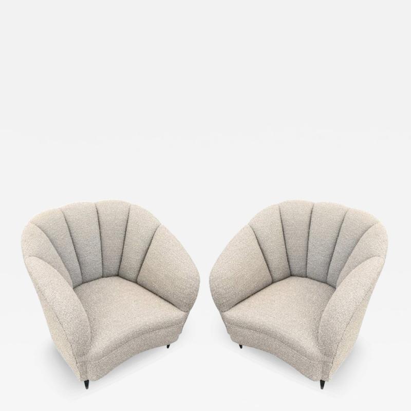 Pair of Scalloped Italian Mid Century Lounge Chairs