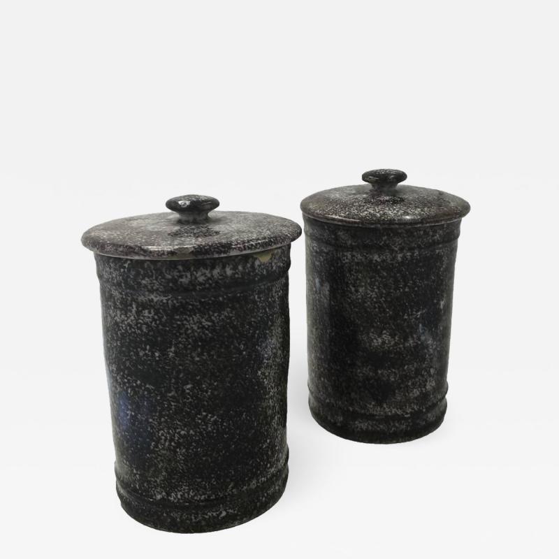 Pair of Sceaux Faux Porphyry Tobacco Jars 19th Century