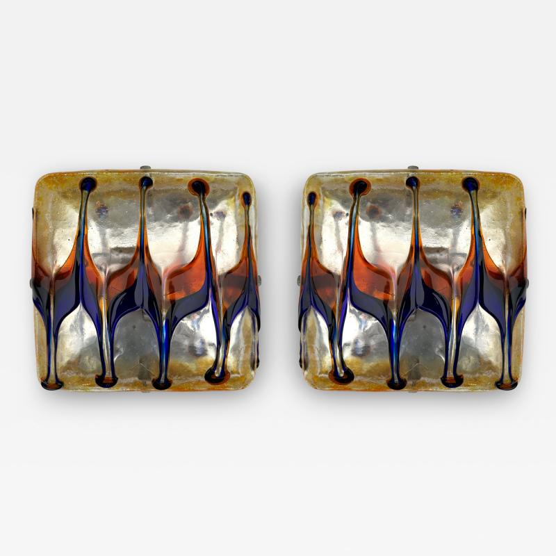 Pair of Sconces Harlequin Murano Glass Italy 1970s