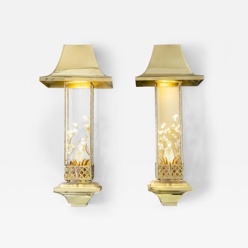 Pair of Sconces in the style of Maison Bagu s France Mid 20th Century