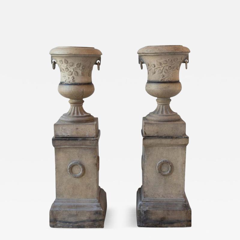 Pair of Scottish Late 19th Century Victorian Fireclay Urns by Hurlford Fire Clay