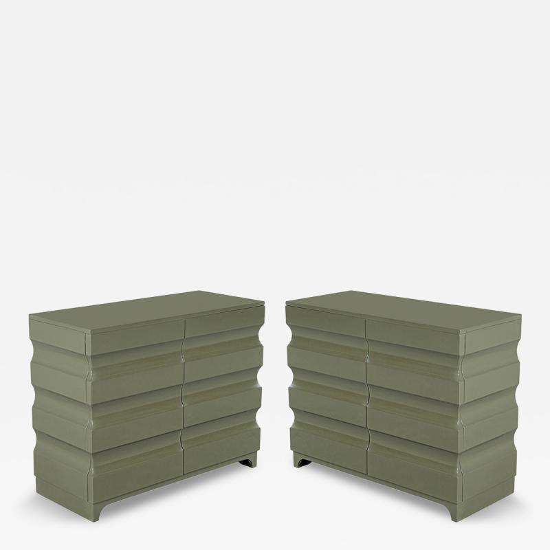 Pair of Sculpted Modern Lacquered Cabinets