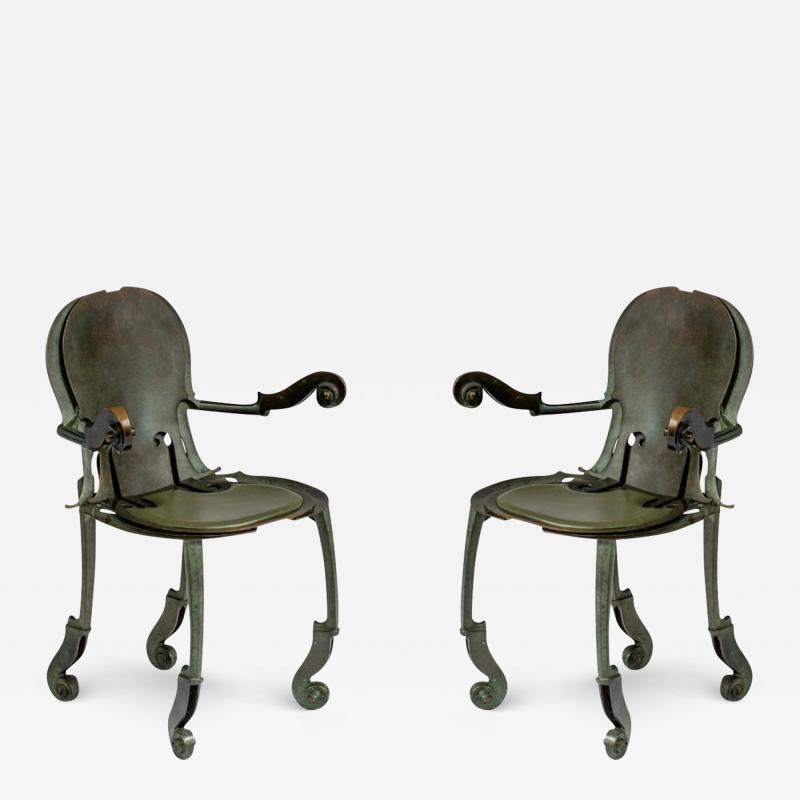 Pair of Sculptural Bronze Armchairs by Arman Fernandez