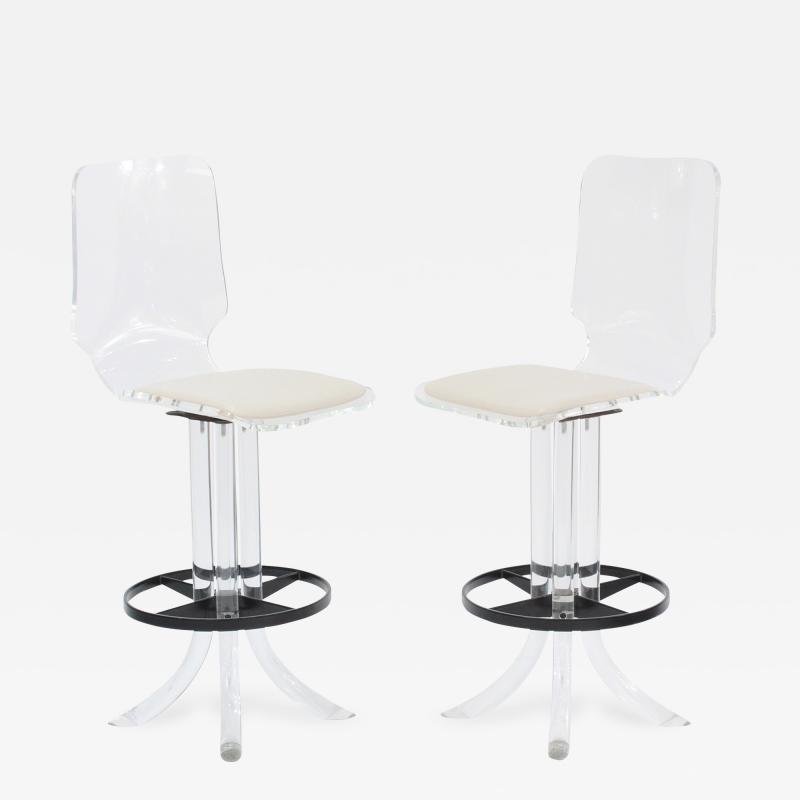 Pair of Sculptural Lucite Bar Stools