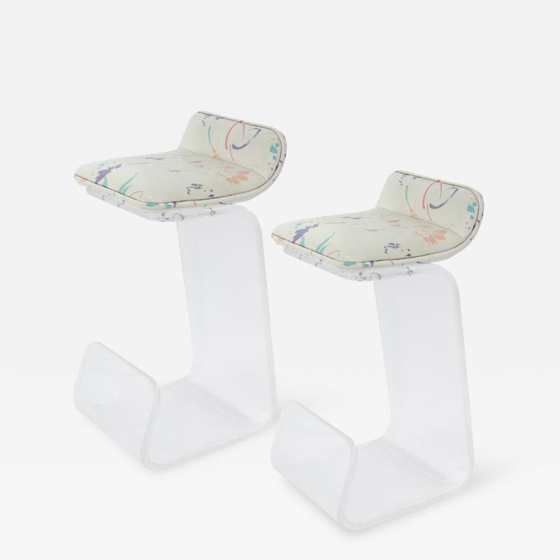 Pair of Sculptural Molded Lucite Bar Stools