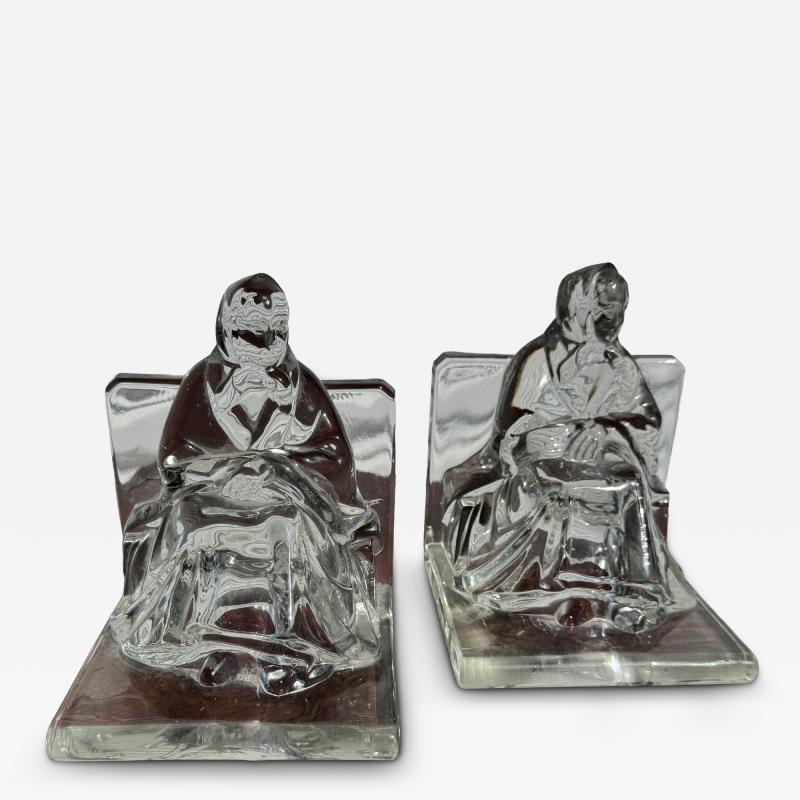 Pair of Seated Woman Molded Glass Bookends