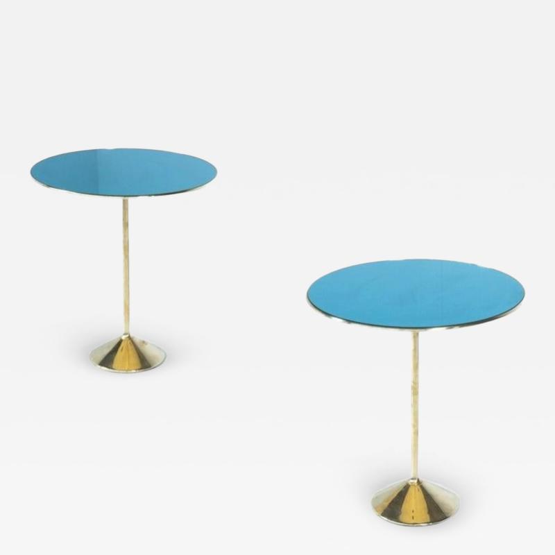 Pair of Side Tables Mod T2 by Osvaldo Borsani Brass and Glass