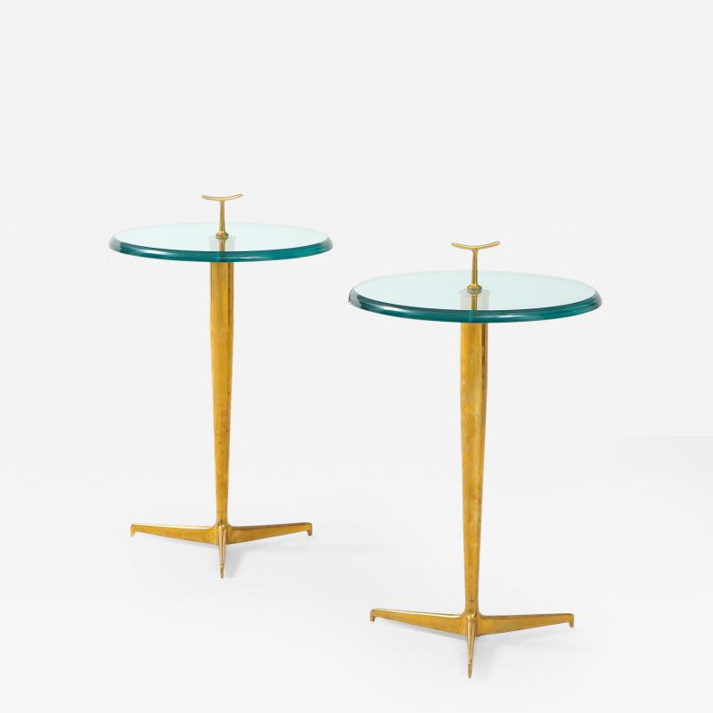 Pair of Side Tables in Glass and Brass