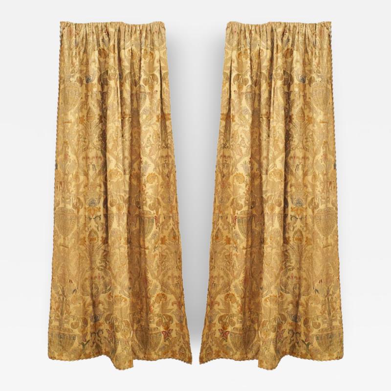 Pair of Silk and Metallic Thread Drapes