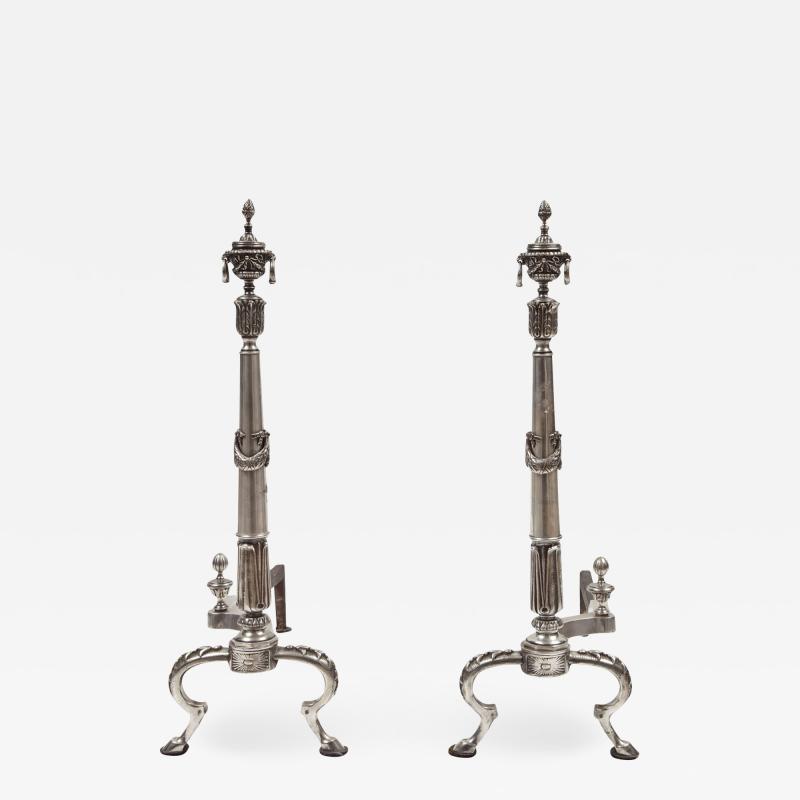 Pair of Silver Plate Andirons