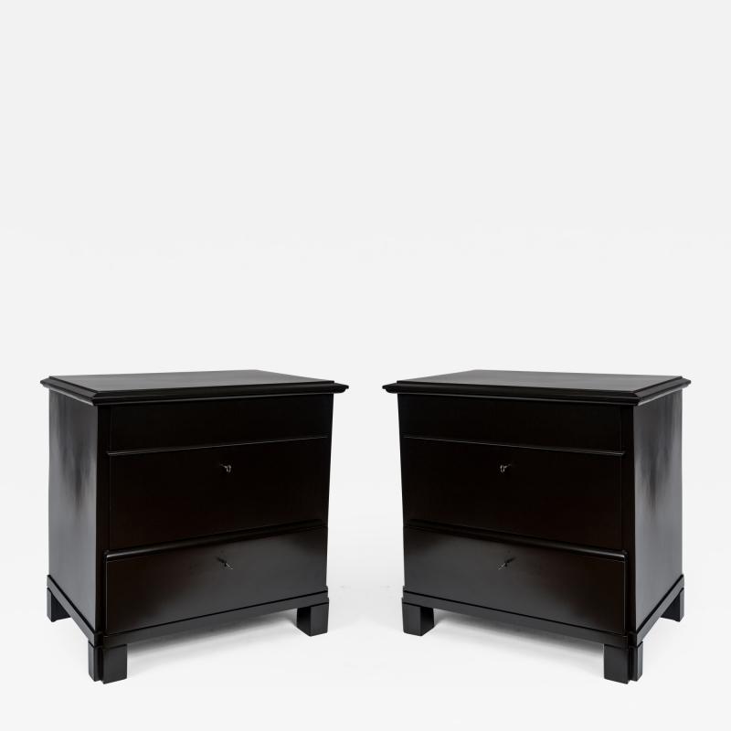 Pair of Sleek Black Lacquered Biedermeier Chests