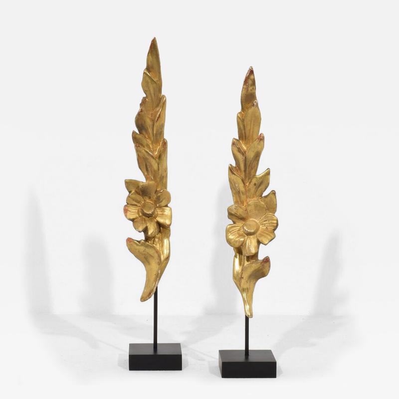 Pair of Small 19th Century Italian Carved Giltwood Baroque Style Ornaments