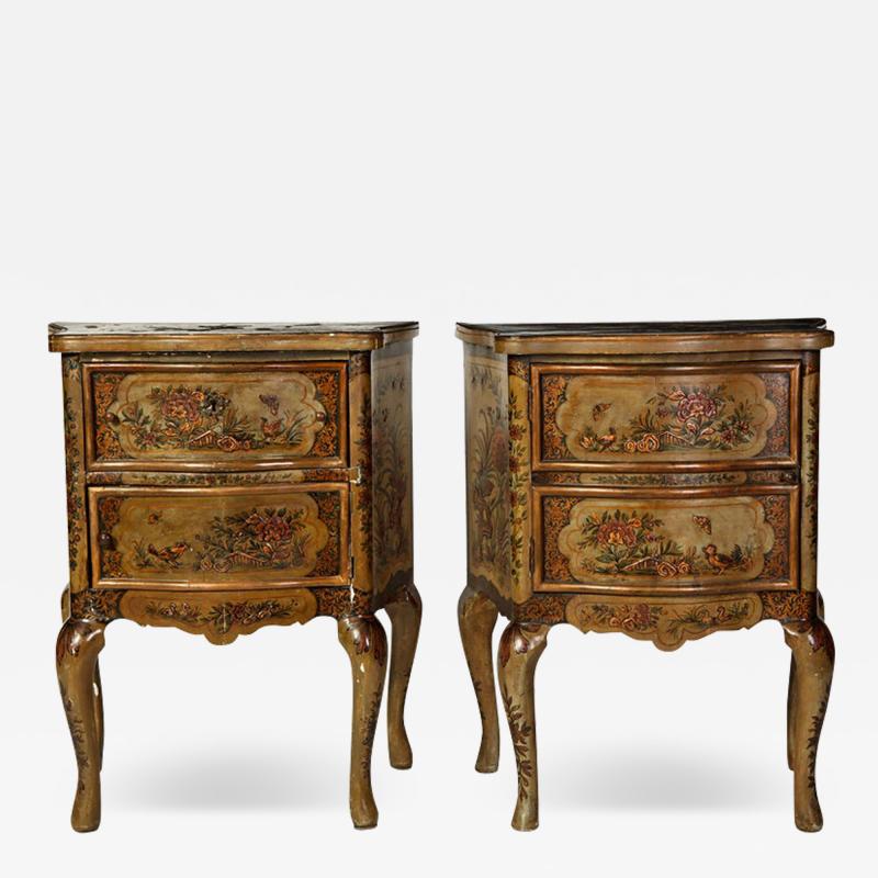 Pair of Small Italian Lacquered Commodes 19 century