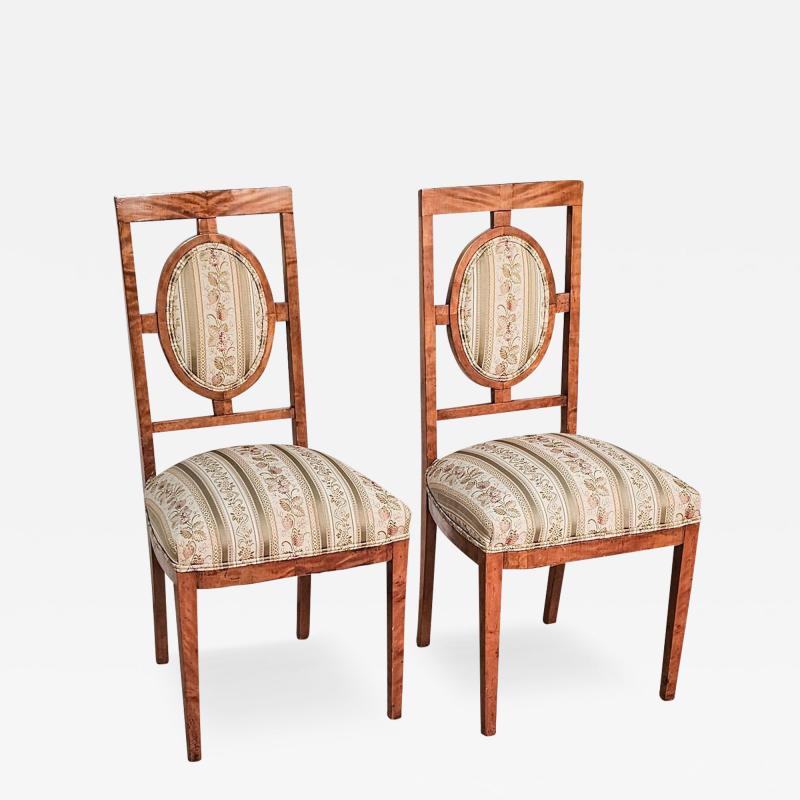 Pair of Smaller Swedish or Russian Birch Side Chairs circa 1900