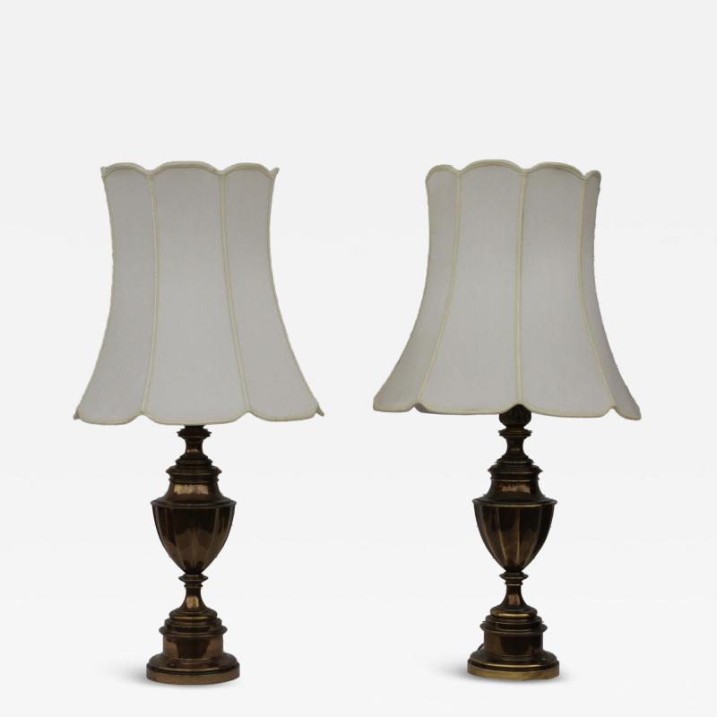 Pair of Solid Brass 12 Sided Trophy Urn Lamp