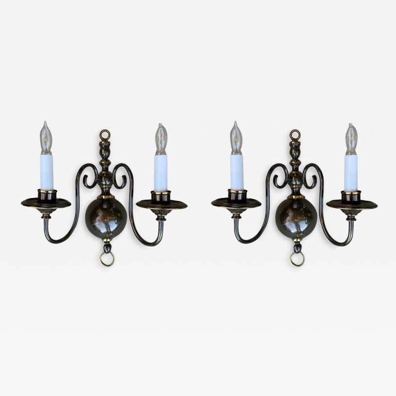 Pair of Solid Brass Sconces by Feldman Lighting circa 1970